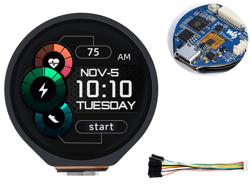 [Australia - AusPower] - waveshare RP2040-Touch-LCD-1.28 Based on Raspberry Pi RP2040 Board with 1.28inch Round Touch LCD, 240x240 Pixels 65K RGB Colors IPS LCD Display, Accelerometer and Gyroscope Sensor Dual-Core Processor RP2040+1.28inch with Touch LCD 
