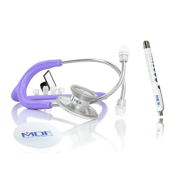 [Australia - AusPower] - MDF Instruments Acoustica Lightweight Stethoscope for Doctors, Nurses, Students, Lavender tube + MDF LUMiNiX Illuminator Medical Professional Diagnostic Penlight 