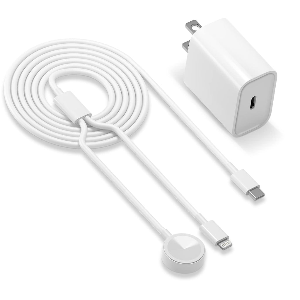 [Australia - AusPower] - 2 in 1 20W USB-C Fast Apple Watch Charger,Apple Certified 6.6FT Wireless iWatch Charger Magnetic Charging Cable with USB C Wall Charger Block for Apple Watch Series 8/7/SE/6/5/4/3 & iPhone 14/13/12/11 