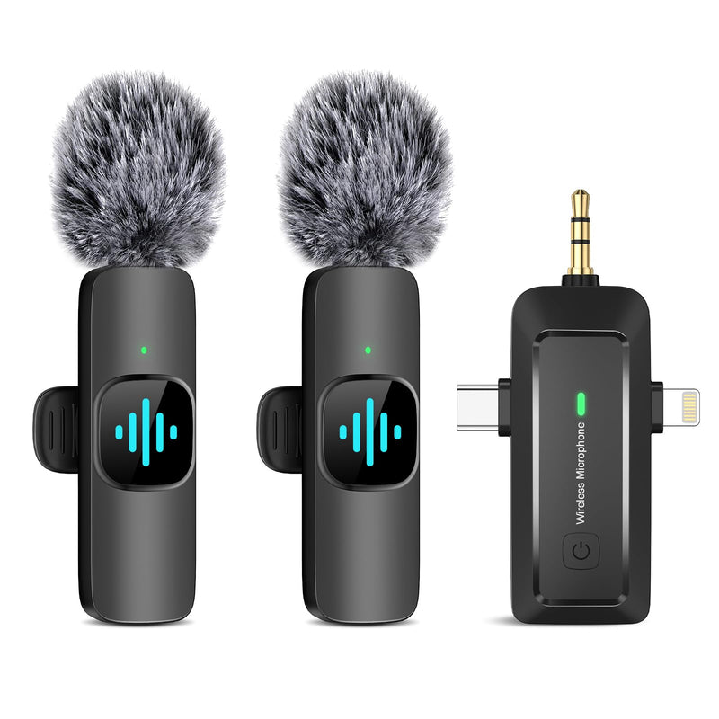 [Australia - AusPower] - BZXZB Wireless Lavalier Microphone for iPhone - Android Phone/Pad/Camera/Laptop Audio Recording, Newest Professional 2 Pack Mini Lapel Mics for YouTube/Interview/Vlog/Livestream/Podcast 