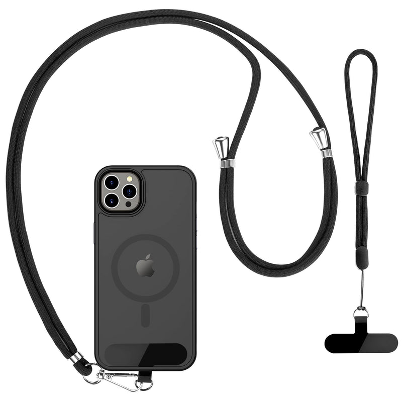 [Australia - AusPower] - CACOE Cell Phone Lanyard 2 Pack-1× Adjustable Neck Strap,1× Wrist Strap,2× Pads,Universal Crossbody,Multifuctional Compatible with Most Smartphones(Black) Black 
