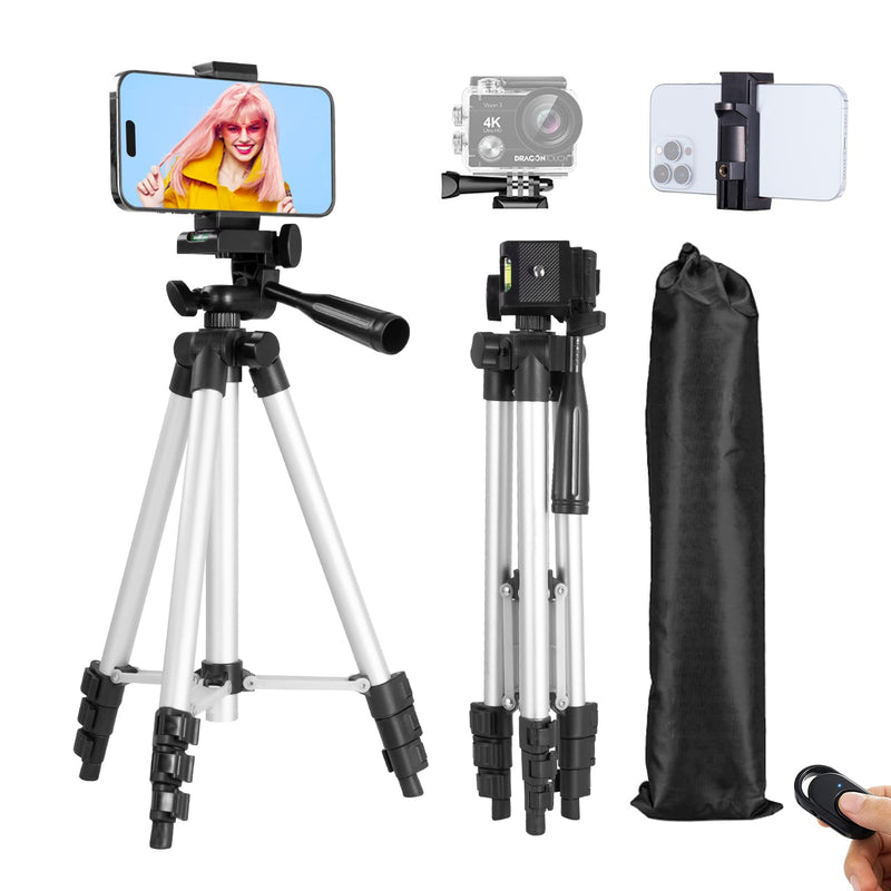 [Australia - AusPower] - Phone Tripod, Lusweimi 44-inch iPhone Tripod with Phone Holder Mount/Wireless Remote for Cell Phone/Camera/Webcam/GoPro, Tabletop Lightweight Tripod for iOS/Android/Smartphone 