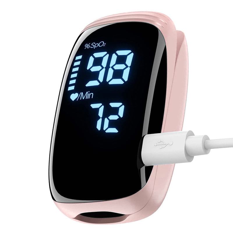 [Australia - AusPower] - Pulse Oximeter Fingertip, Pulse Oximeter Rechargeable, Pulse Oximeter with Rechargeable, Fingertip Blood Oxygen Saturation Monitor Rechargeable, Accurate Fast SpO2 Reading (Pink) 