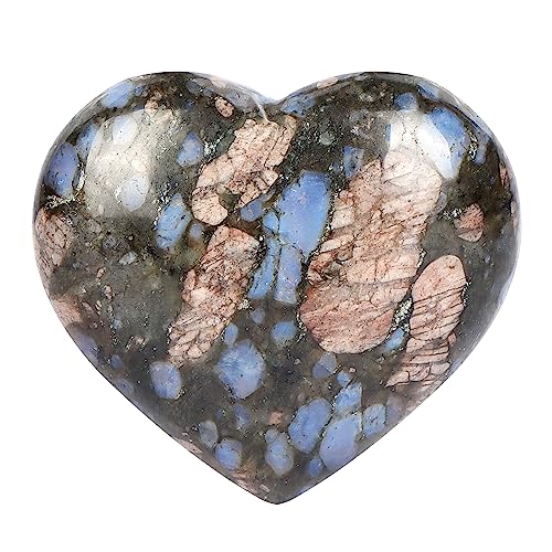 Artistone 2 Inch Glaucophane Stone Crystal Heart Healing Crystals Heart Stones Polished Pocket Love Gemstones Chakra Balancing Meditation Massage Gift