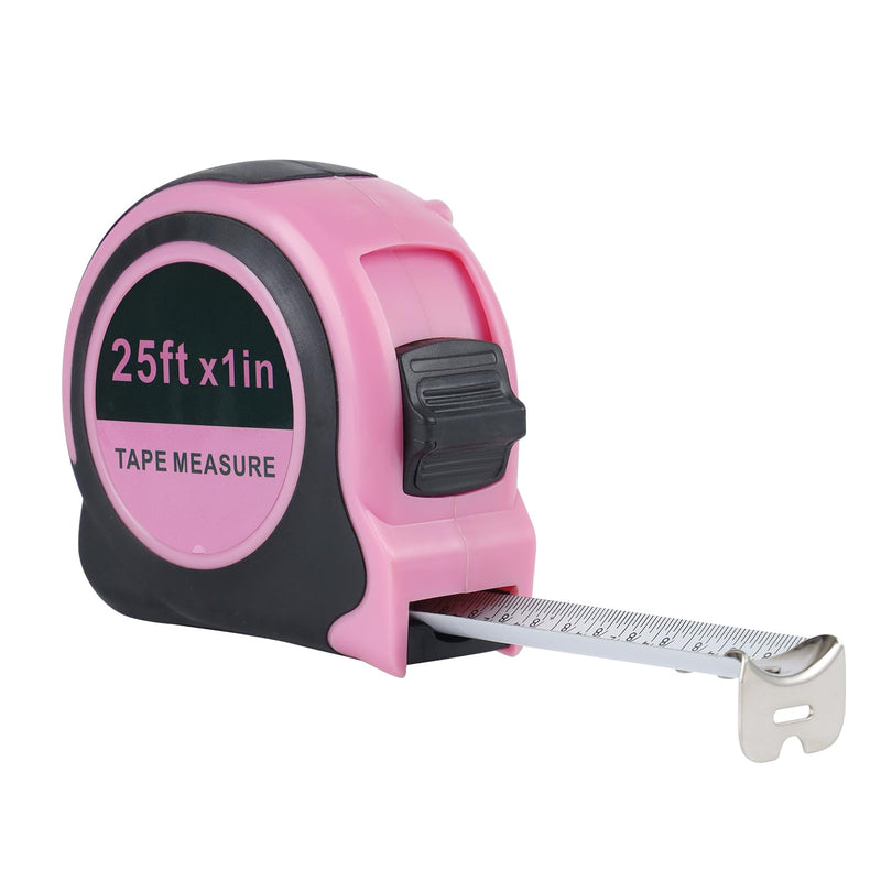 [Australia - AusPower] - Lichamp Pink Tape Measure 25 Feet, Measuring Tape 1 Pack 25ft x 1in with 1/8 Fractions 