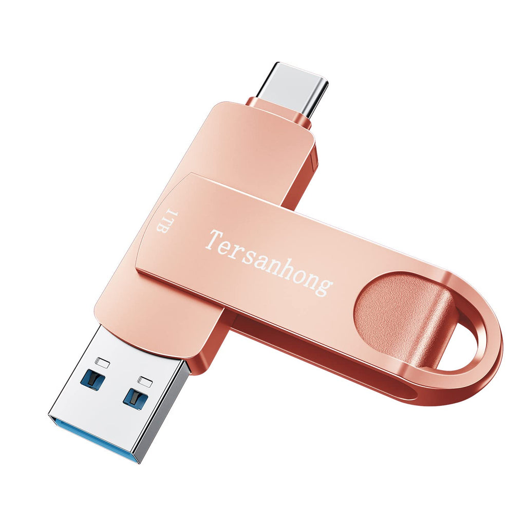 [Australia - AusPower] - 1000GB USB C Memory Stick,1TB Ultra USB3.0 Thumb Drives for MacBook Pro 3 in 1 Android Phones Photo Stick Tersanhong External Date Storage for iPad,Computers and Tablets(Pink) 1TB Pink 