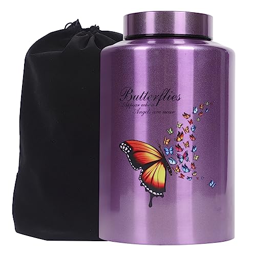 Urns for Human Ashes Adult Female Up to 220 lbs,Purple Butterfly Urn for Mom Ashes with Velvet Bag,Decorative Urns for Ashes Adult Women,Cremation urn Female (Butterfly, Purple) Butterfly Purple