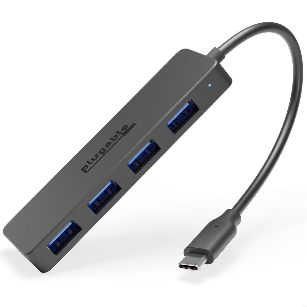 [Australia - AusPower] - Plugable USB C to USB Adapter Hub, 4 Port USB 3.0 Hub, USB Splitter for Laptop, Compatible with Windows, MacBook Pro/Air, iPad Pro, Surface Pro, Chromebook, Linux, Android, Charging Not Supported USB-C 