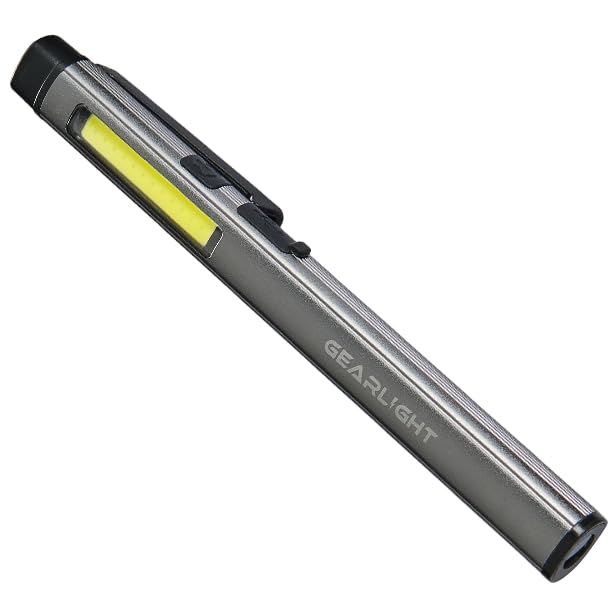 [Australia - AusPower] - Gearlight Rechargeable 3-1 LED COB Work Light with Magnetic Back - This Handheld Flashlight has 3 Modes a Pen Light, Flood Light, and 365nm UV Light - Compact Stocking Stuffer Christmas Gift for Men 