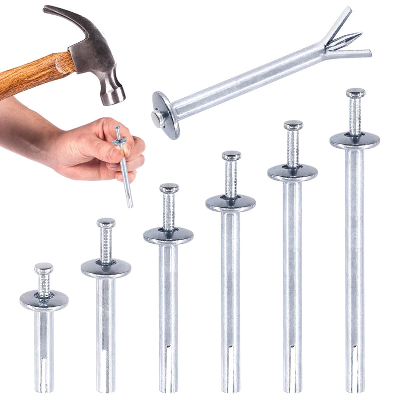 [Australia - AusPower] - Swpeet 50Pcs M6 x 40mm Silver Alloy Steel Concrete Anchors, Drive Expansion Nail, Hammer Drive Nail Set, 1/4" Diameter, Approx 1-9/16" Length for Concrete, Brick, Masonry 