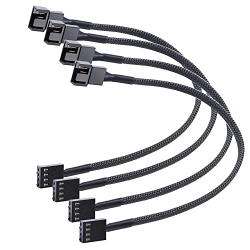 Gebildet 4 x 4 Pin PWM Fan Extension, Power Cable, Connection Housing, Male to Female, for Computer, Compatible with 4-Pin and 3-Pin PWM Fans (42 cm) PWM (1 to 1) 42 cm