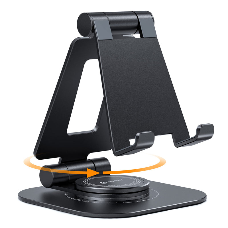 [Australia - AusPower] - Nulaxy Rotatable Cell Phone Stand, Fully Adjustable Foldable Desktop Phone Holder Cradle Dock, Thick Case Friendly, Compatible with All Phones, Nintendo Switch 4-10'' Desk Accessories 