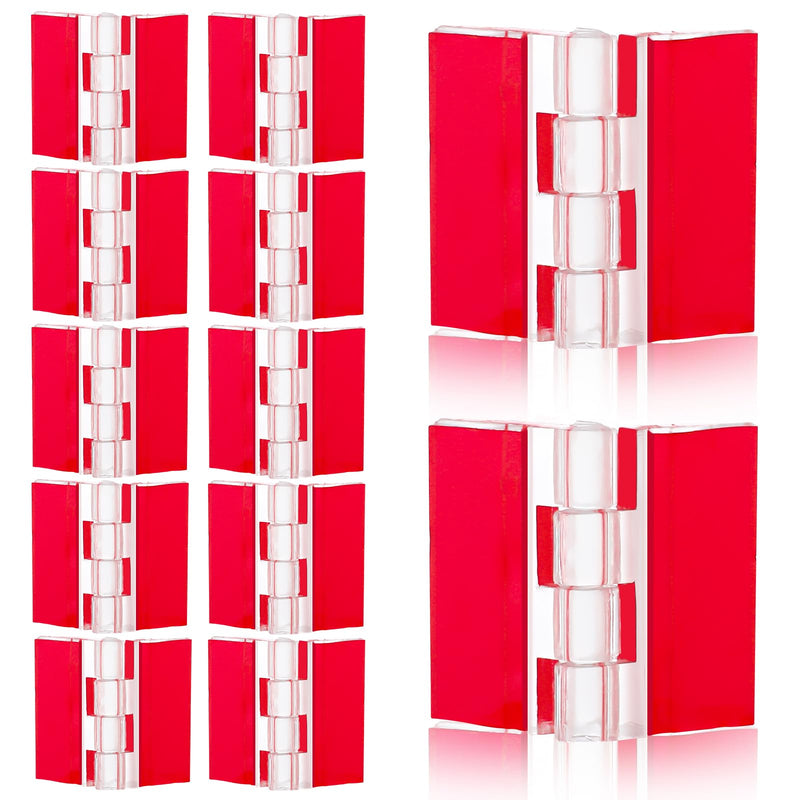 [Australia - AusPower] - 12 Pcs Plastic Hinges Piano Hinge Acrylic Hinges Self Adhesive Clear Small Hinges for Cabinet Aquarium Lid Furniture Display Stand, 35x30mm 