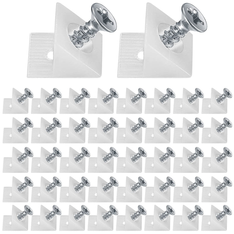 [Australia - AusPower] - 120 Pcs Drawer Wedges with Screws, Drawer Bottom Support Brackets, Fixing Mending Wedges, Plastic Angle Code Bracket Fasteners, Drawer Reinforcement Repair Kit for Furniture Sagging Drawer 
