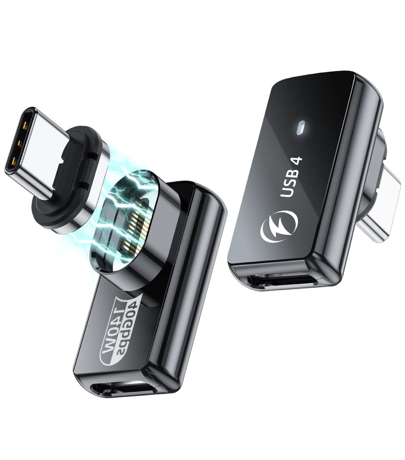 [Australia - AusPower] - USB Type C Magnetic Adapter 2Pack, 24Pins Magnetic USB C Adapter 90 Degree USB-C Adapter with PD 140W Charge 40Gbps 8K 60Hz Video USB4 for Thunderbolt 3/4 MacBook Pro/Air Phone and More Type C Devices 140W Right-H 