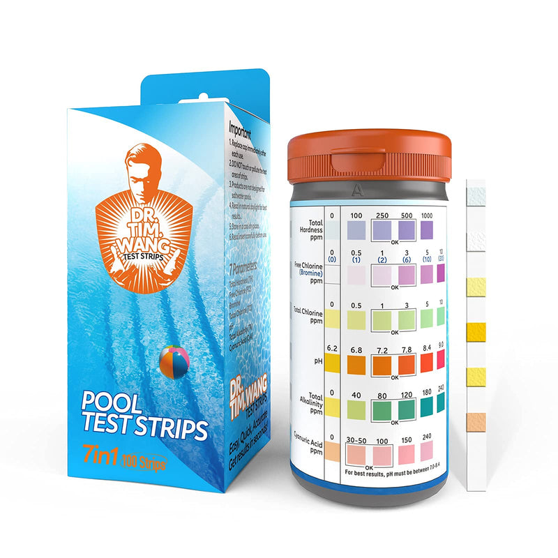 [Australia - AusPower] - Pool and Hot Tub Test Strips - Medical-Grade Precision 7-1 Pool Test Kit - Testing pH, Free Chlorine(Bromine), Total Alkalinity & Cyanuric Acid & More - Pool Water Test Kit 7 IN 1 Pool Test Strips 