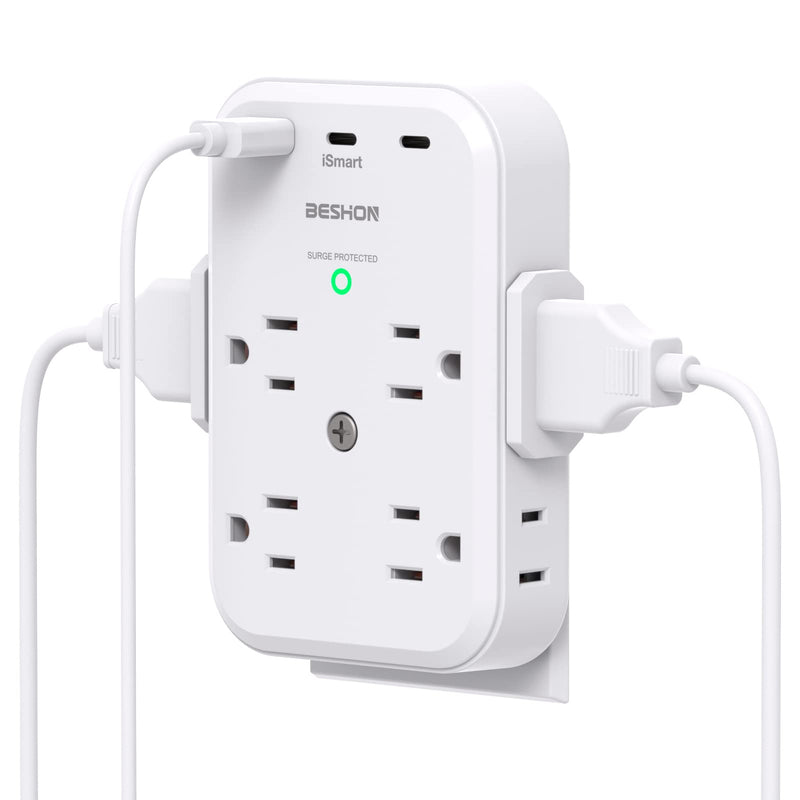 [Australia - AusPower] - Surge Protector, USB C Multi Plug Outlet, Outlet Extender with 8 Outlets 3 USB(2 USB C), USB Wall Charger, 3-Sided, 900J Outlets Splitter Wall Plug Adapter Spaced for Home Travel Dorm Room Essentials… 8AC 