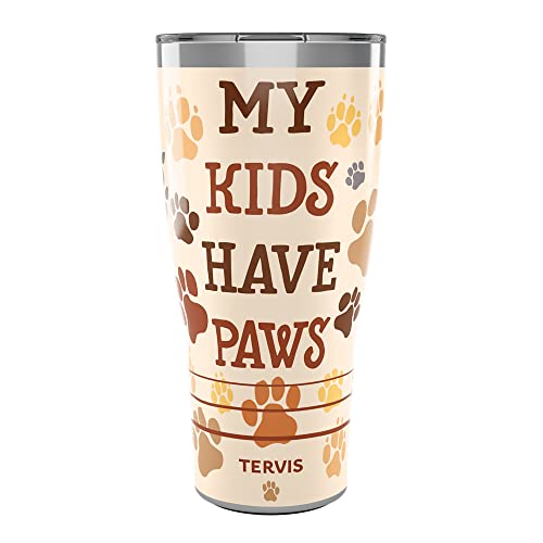 Tervis Traveler My Kids Have Paws Triple Insulated Tumbler Travel Cup Keeps Drinks Cold & Hot, 20oz, Stainless Steel