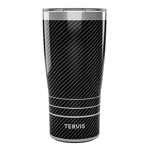 Tervis Traveler Carbon Fiber Pattern Triple Walled Insulated Tumbler Travel Cup Keeps Drinks Cold & Hot, 20oz, Stainless Steel