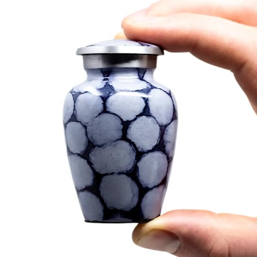 Small Urn for Human Ashes - Purple and Black Mini Urn for Ashes - Keepsake Urn with Blue Velvet Bag