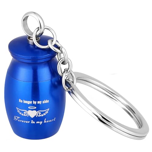 Mini Urns for Ashes Keychain Urn Keepsake Metal Small Memorial Ashes Holder for Human Ashes My Dad My Angel 0.98inch Blue 1.5X1.5X2.5CM