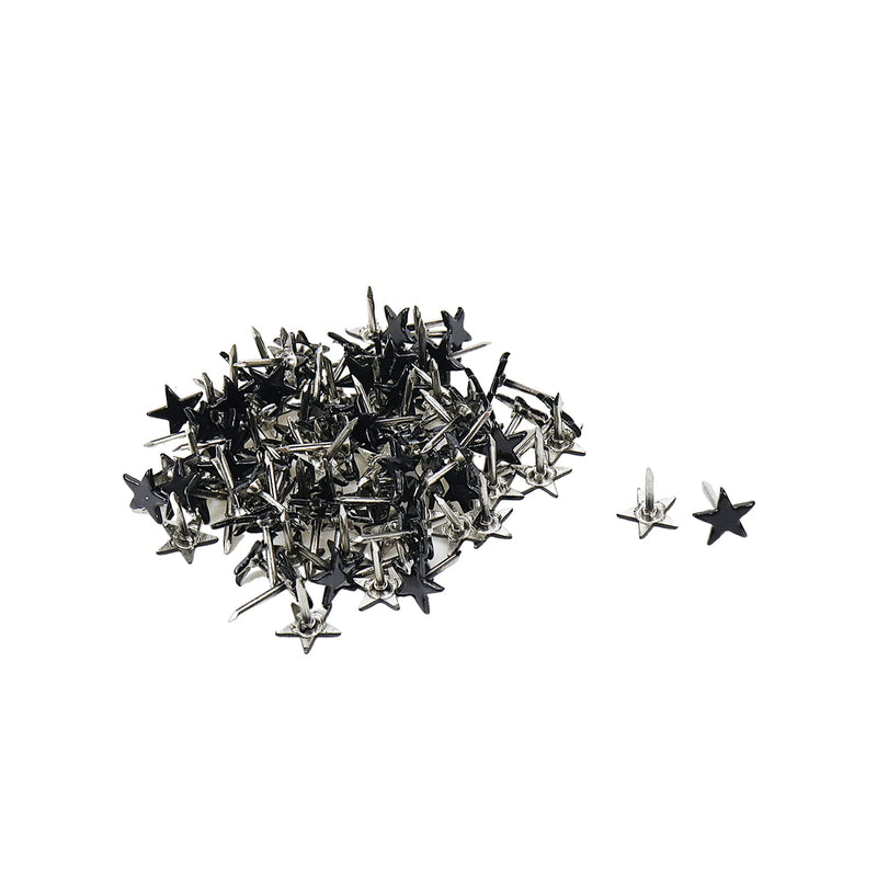 [Australia - AusPower] - 100Pcs Upholstery Tacks,7/16-inch Diameter Nailhead Decorative Trim for Furniture,Stars-shaped Furniture Nails Pins Kit,Black(11×13mm) Black 