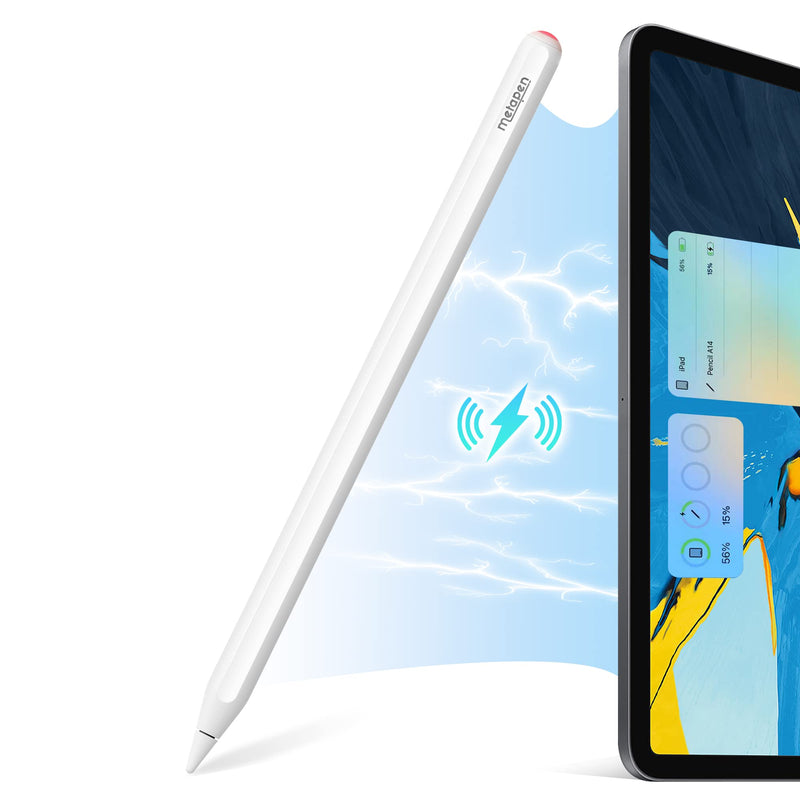 [Australia - AusPower] - Metapen Pencil A14 Wireless Charge, Best Substitute for Apple Pencil 2nd Generation, Stylus Pen for iPad Air 5/4, iPad Pro 12.9" 6th~3rd, iPad Pro 11" 4th~1st - Enjoy Battery Widget & Bonus Shortcuts 