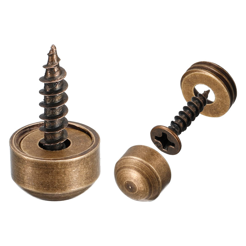 [Australia - AusPower] - uxcell 8Pcs Decorative Screws with Caps, 9mm Dia Brass Mirror Screws Mirror Fixing Screws Fasteners for Mirrors Tables Furniture, Bronze 