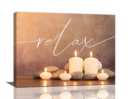 Zen Wall Art Zen Pictures Wall Decor Candles Relax Canvas Prints Meditation Spiritual Decorations Painting Framed Artwork Office Spa Yoga Home Decor For Bathroom Bedroom Dining Living Room 16''x12'' 16"L x 12"W