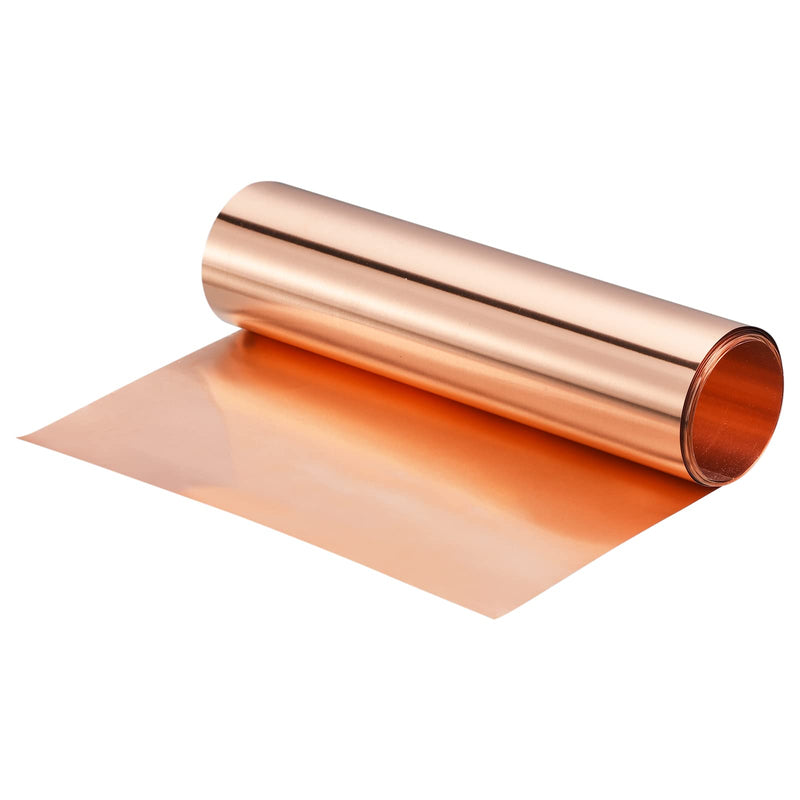 uxcell Copper Flashing Sheet Roll 3500mm x 200mm x 0.08mm, 99.9% Pure Copper Strip 8" x 11.5ft 20 Gauge Metal Foil Plate for Electricity DIY Projects