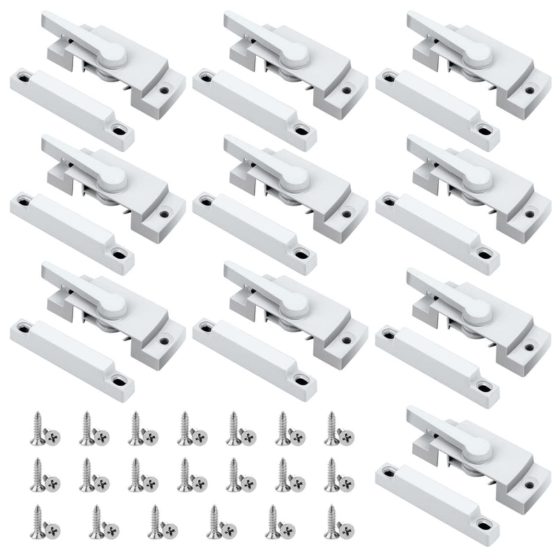 10 Pack Window Latch, White Sash Window Locks Window Latches Tilt Window Latch Cam Action Security Window Locks Replacement Window Locks for Horizontal Sliding Windows Double Hung White-10Pack