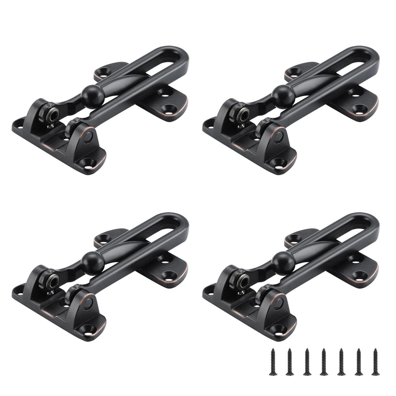 WellMade Swing Bar Door Lock Latch,Door Security Latch for Kids Safety and Home Security, Reinforcement Door Latch Guard Clasp（Oil Rubbed Bronze，4 Pack) 4 Pack Oil Rubbed Bronze