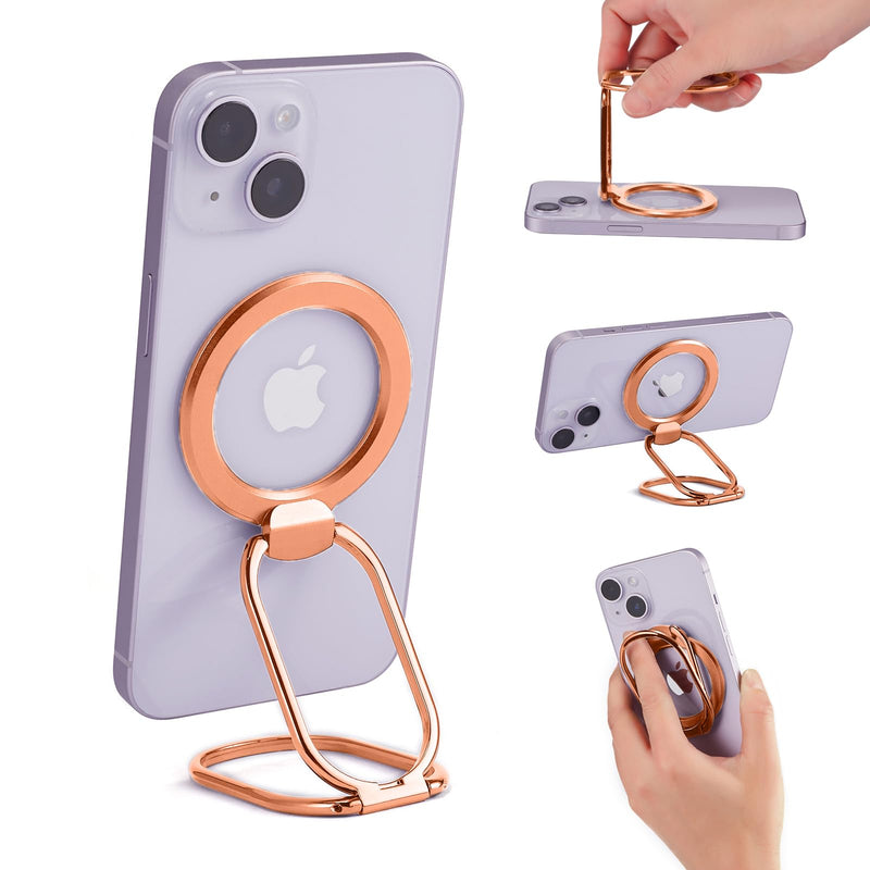 [Australia - AusPower] - Rimyam Magnetic Phone Ring Holder Stand with MagSafe Phone Grip Adjustable Phone Ring Kickstand Mag Safe Accessories for iPhone 14/13/12 Removable for Wireless Charging Rose Gold MAG Rose Gold 