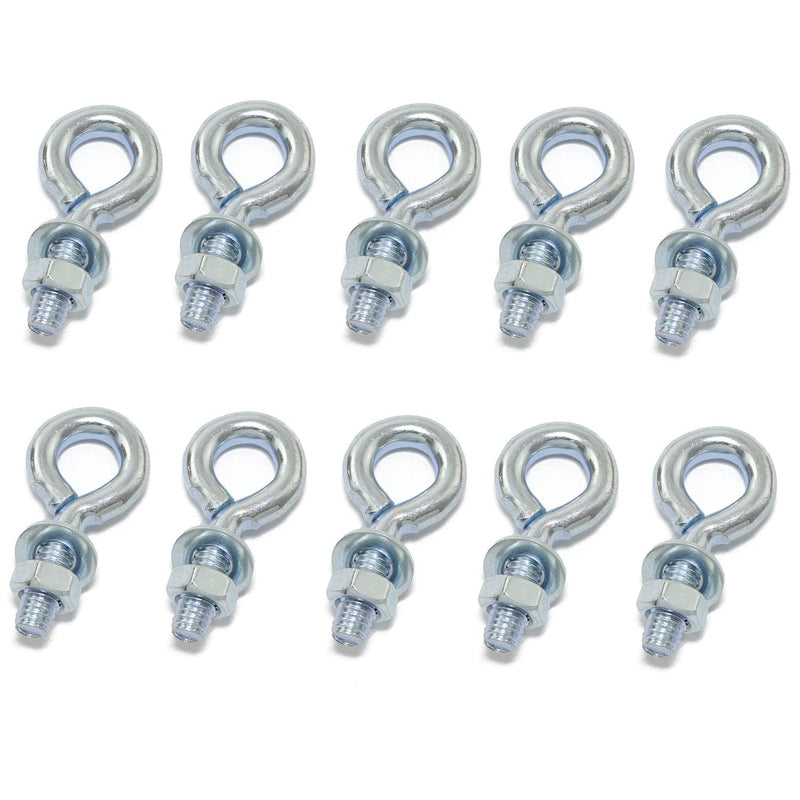 [Australia - AusPower] - 10pcs 1/4" x 3/4" Male Thread Machinery Shoulder Lifting Ring Eye Bolt with Nuts, Marine Grade Expansion 1/4 x 3/4Inch 