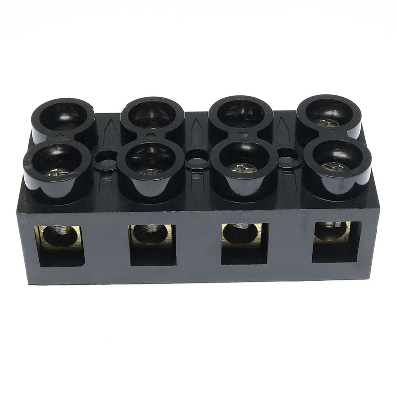 [Australia - AusPower] - 500V 60A 4 Position Double Row Screw Terminal Block Dual Row Electrical Barrier Terminal Strip Block, Black 60A 4P 