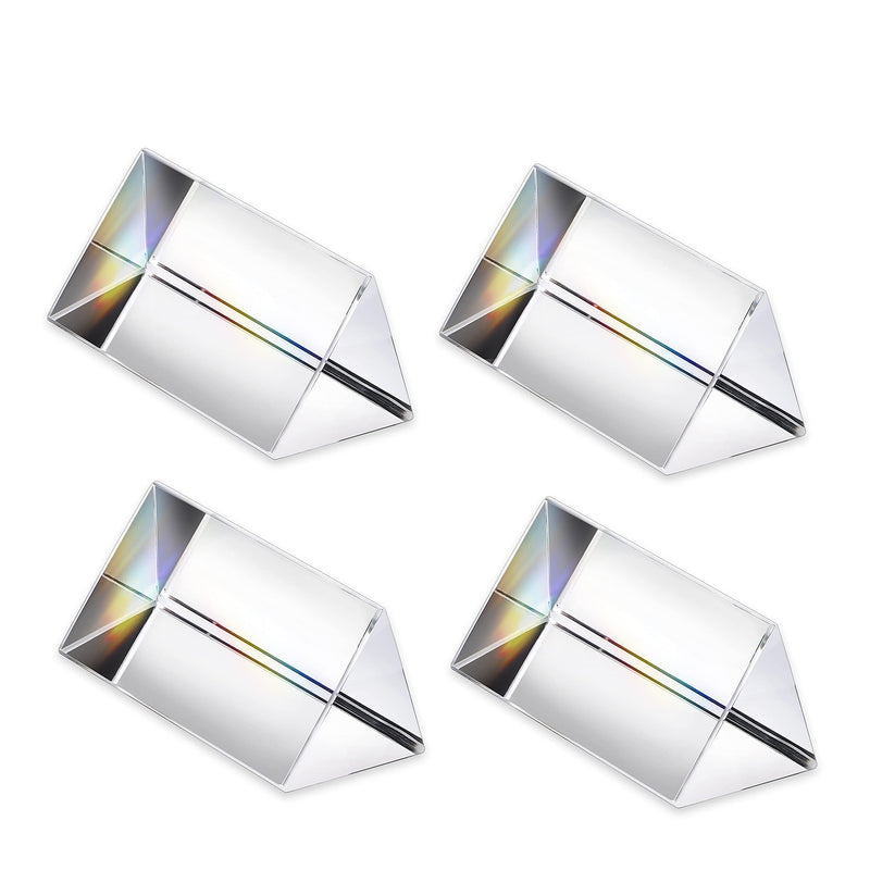 [Australia - AusPower] - QFkris 4pcs Clear K9 Crystal Triangular Prism for Photo Rainbow Lights Crystal Optical Prisms Glass Physics Teaching Refracted Light Spectrum Students Presents Gift,50mm/2inch 