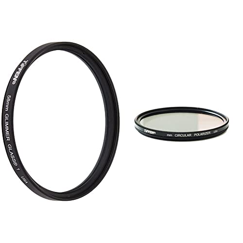 Tiffen 58GG1 58mm Glimmer Glass 1 Filter and Tiffen 58CP 58MM Circular Polarizer Glass Filter Black