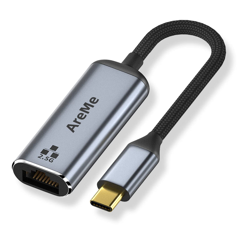 [Australia - AusPower] - AreMe USB C to 2.5G Ethernet Adapter, Aluminum USB-C to Gigabit Ethernet Adapter for MacBook Pro/Air, iPad Pro, Surface, XPS, Laptop, PC and More 