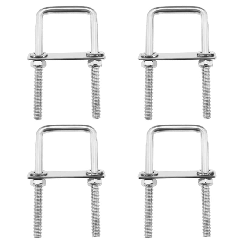 [Australia - AusPower] - eMagTech 4 Sets M8 Square U-Bolts 304 Stainless Steel U Clamp Bolt with Nuts and Washers 42mm Inner Width for Trailers Pipes Wood Hardware 