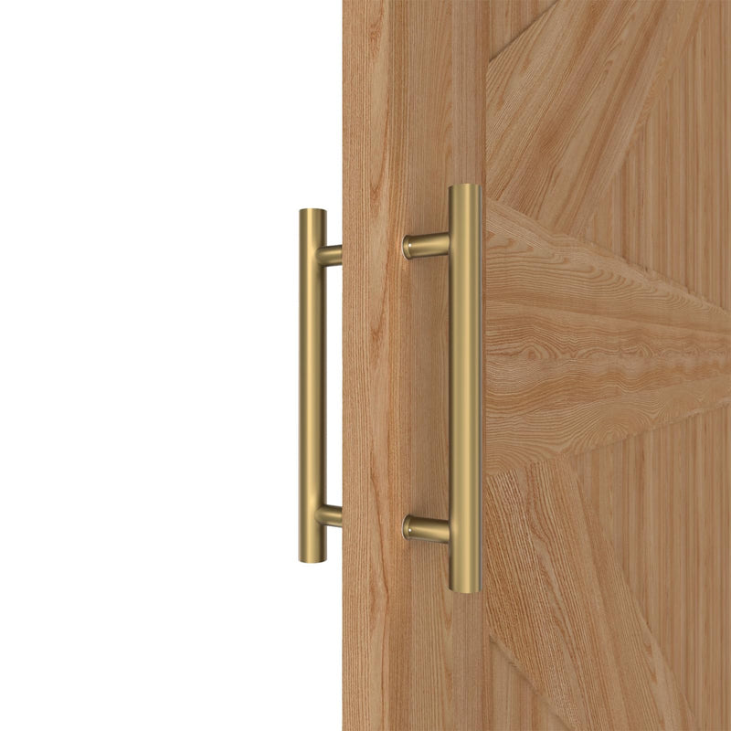 [Australia - AusPower] - 12 inch Round Stainless Steel Door Pull Push Handle Double Sided, French Sliding Barn Door Handle, H Shape Home Pull Handles, Gold 12inch / 30cm 