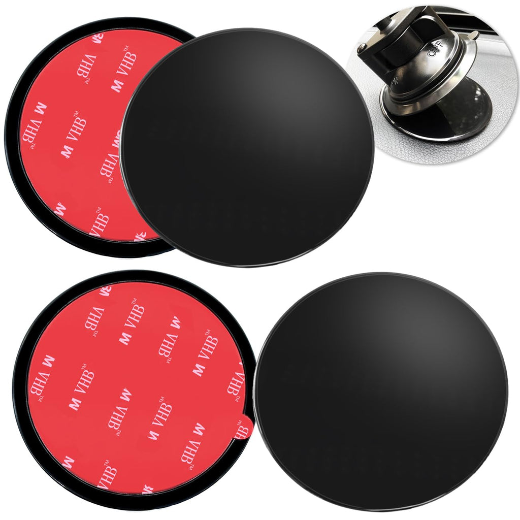 [Australia - AusPower] - 4 Pack 95mm Adhesive Dashboard Pad Mounting Disk, 3.74" Universal Suction Cup Mounting Disc for Suction Cup Phone Holder Mount Garmin GPS Magellan Sat Nav Dash Cam Bracket Stand Stick, Black 