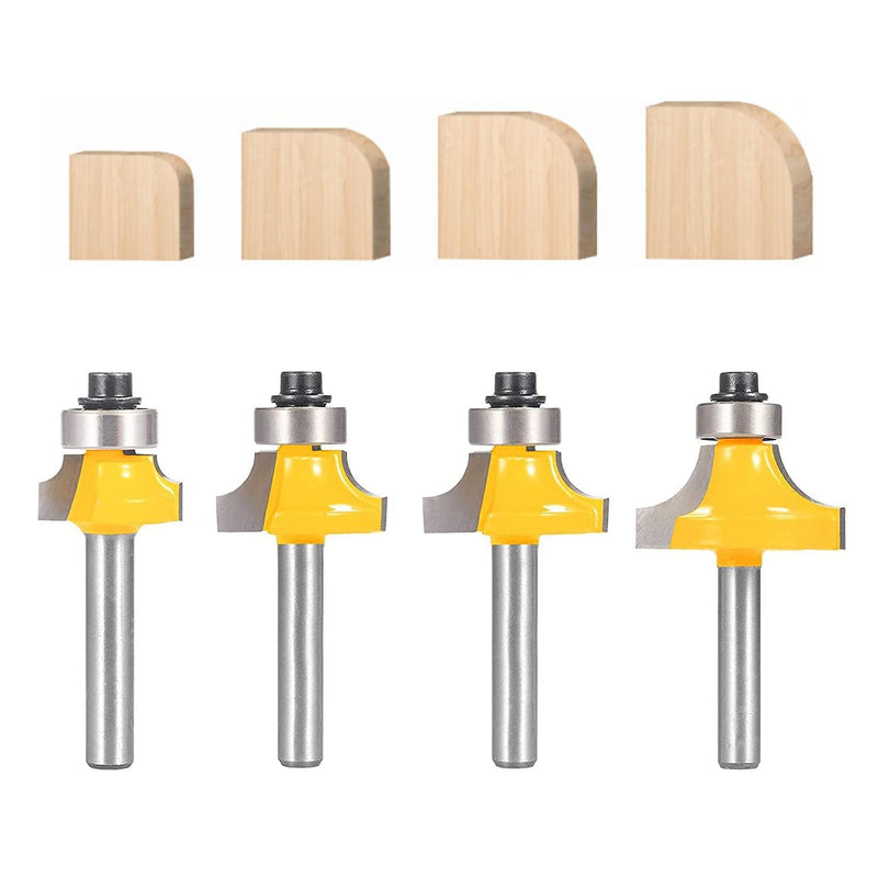 [Australia - AusPower] - Roundover Router Bit Set?4pcs Router bit Set?1/4 inch Shank?Radius in 1/8", 1/4", 3/16", 5/16"?Bearing Guide for Rounding Edge bit 