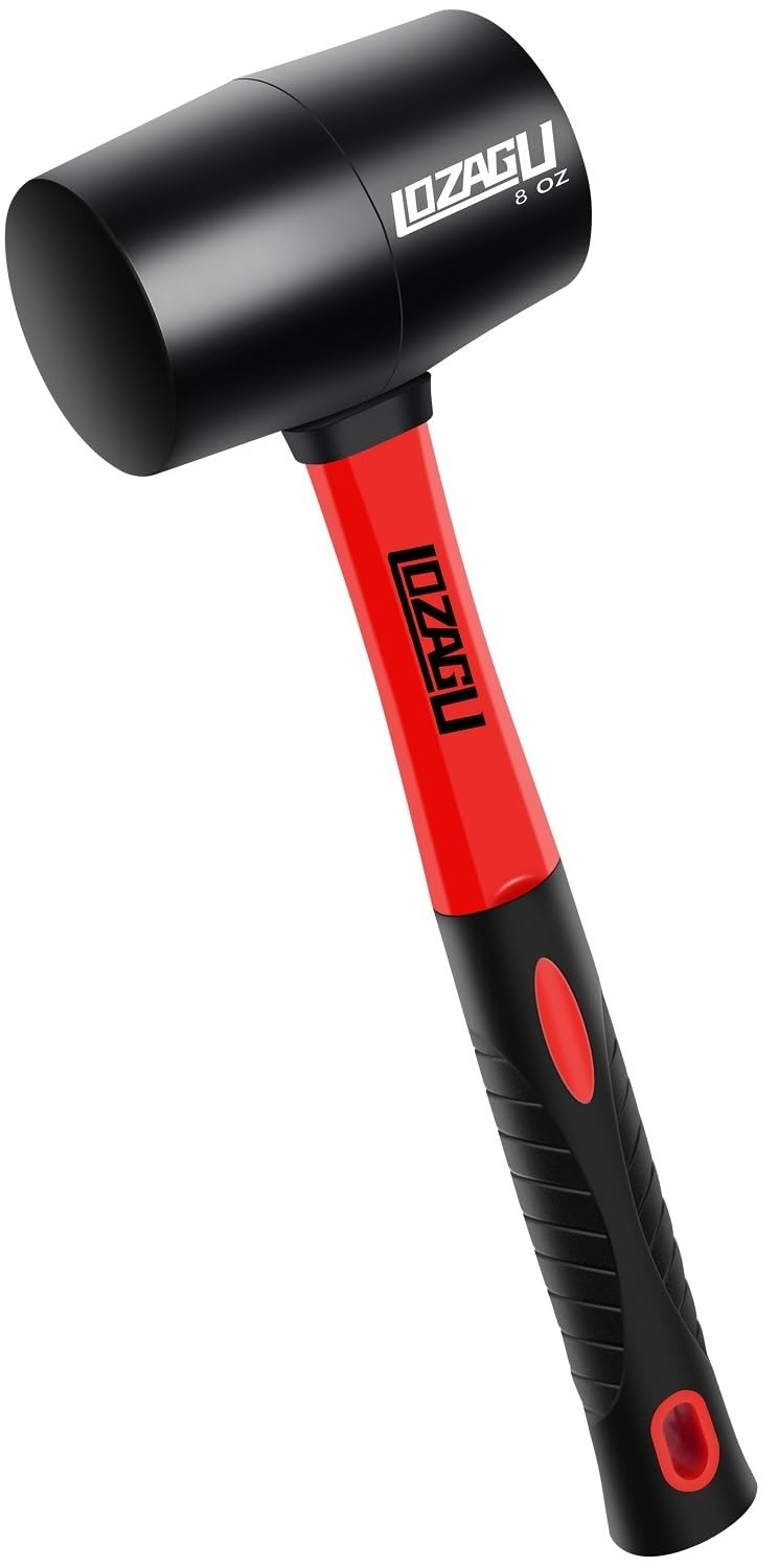 [Australia - AusPower] - 8oz Rubber Mallet Hammer, Fiberglass Handle, Rubber Mallet for Flooring, Tent Stakes, Woodworking, Camping, Soft Blow Tasks without Damage Rubber Mallet Hammer (8oz) 