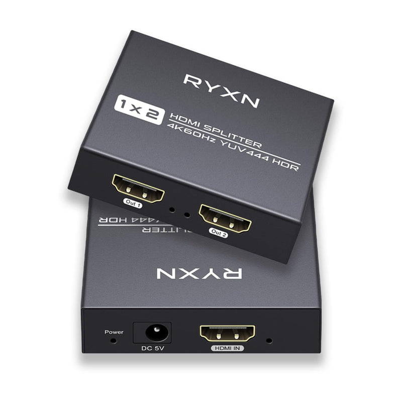 [Australia - AusPower] - HDMI Splitter 1 in 2 Out 4K@60Hz, HDMI Splitter for Dual Monitors Support HDMI 2.0, YUV 4:4:4, HDCP 2.3, EDID, LPCM 7.1, for PS5/PS4, Xbox, Roku, Apple TV, Fire Stick, Blu-ray Player RY-HDS102 