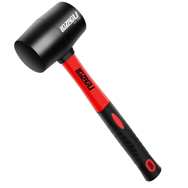 [Australia - AusPower] - 16oz Rubber Mallet Hammer, Fiberglass Handle, Rubber Mallet for Flooring, Tent Stakes, Woodworking, Camping, Soft Blow Tasks without Damage Rubber Mallet Hammer (16oz) 