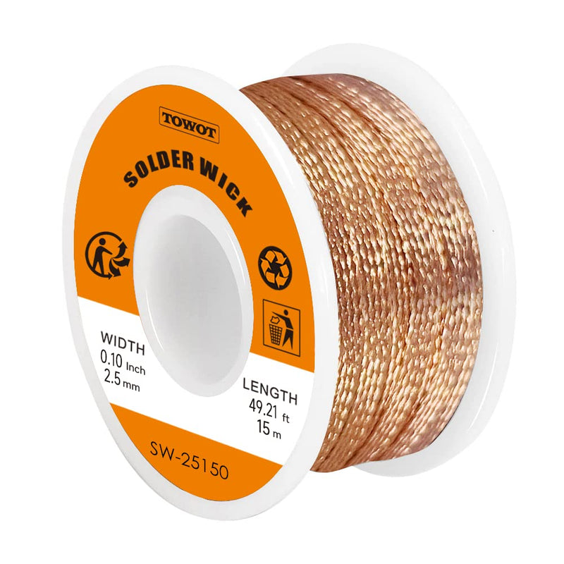 TOWOT Solder Wick, Desoldering Wire, Flux Wick and Desoldering Braids - Efficient and Professional Solder Removal Solder Solder 49.21 ft