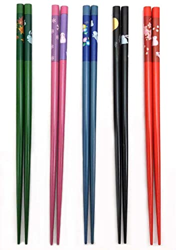 JapanBargain 3644, Bamboo Chopsticks Reusable Japanese Chinese Korean Chopsticks Set Wood Chop Sticks Hair Sticks 5 Pair Gift Set Dishwasher Safe, 9 inch, 10 Packs