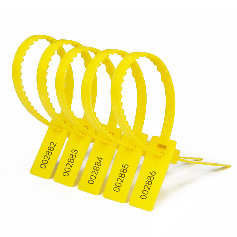 [Australia - AusPower] - Heavy Duty Plastic Security Seals Self Locking Tamper Evident Shipping Seals Numbered Security Tags Pull Tight Securing Straps Truck Trailer Seals Length 337 mm 13.2" (Yellow 100 PCS) Yellow 