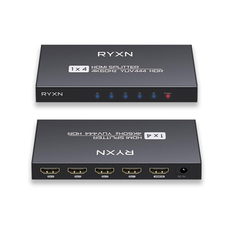 [Australia - AusPower] - HDMI Splitter 1 in 4 Out 4K@60Hz, HDMI Splitter 1x4 Support HDMI 2.0, YUV 4:4:4, HDCP 2.3, EDID, LPCM 7.1, for PS5/PS4, Xbox, Roku, Apple TV, Fire Stick, Blu-ray Player RY-HDS104 
