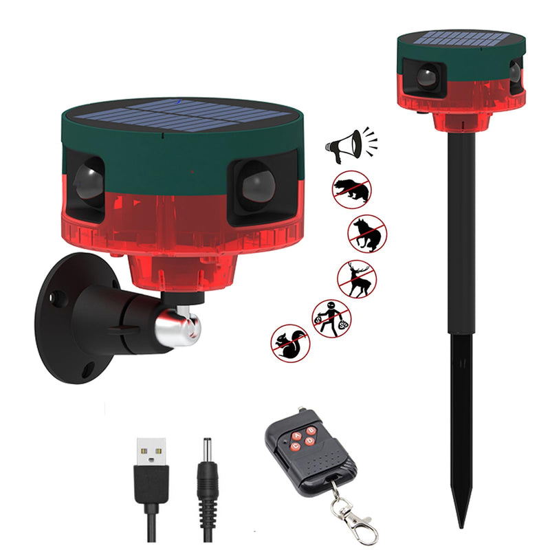 [Australia - AusPower] - HULPPRE Solar Outdoor Motion Sensor Alarm-Dog Barking&Gunshot Sound ,Support Recording,130db Loud Noise Maker,13 Kinds of Sound Strobe Light with USB,Say Goodbye to The Intruders 13 sounds outdoor alarm 